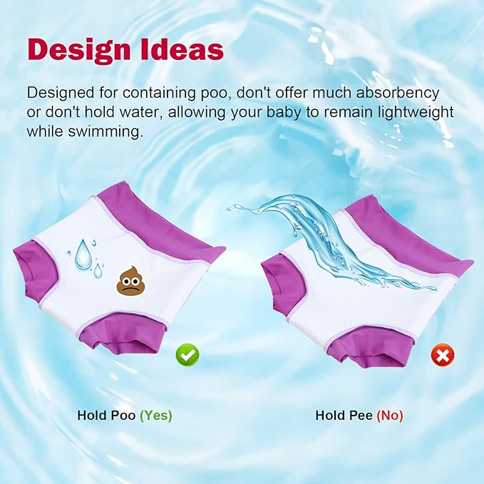 MOEMOE Baby Reusable Swim Diaper 3Pcs Waterproof Swim Pants Baby Swim Diaper for Boys and Girls Swimming Lesson 2-5T