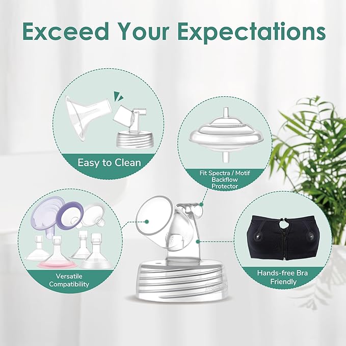 Maymom Pump Parts Compatible with Spectra S1 S2 9 Plus Accessories, Base Connectors, Bottles, Duckbill Valves, Backflow Protectors and Tubing, Not Original Spectra Parts