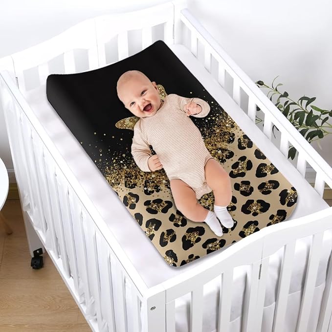 Butterfly Baby Changing Pad Cover Leopard Print Diaper Changing Pad Cover Black Changing Pad Cover Girl Home Decoration