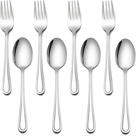 LIANYU 8-Piece Toddler Utensils Set, Stainless Steel Kids Silverware Set, 4 Kids Spoons and 4 Toddler Forks, Children Child Flatware Cutlery for Home Preschools, Dishwasher Safe