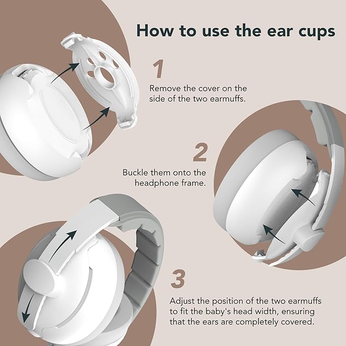 Moonybaby 2-in-1 Baby Ear Protection, Comfortable Headphones, Noise Cancelling, Adjustable Baby Headphones with Stretchy Band