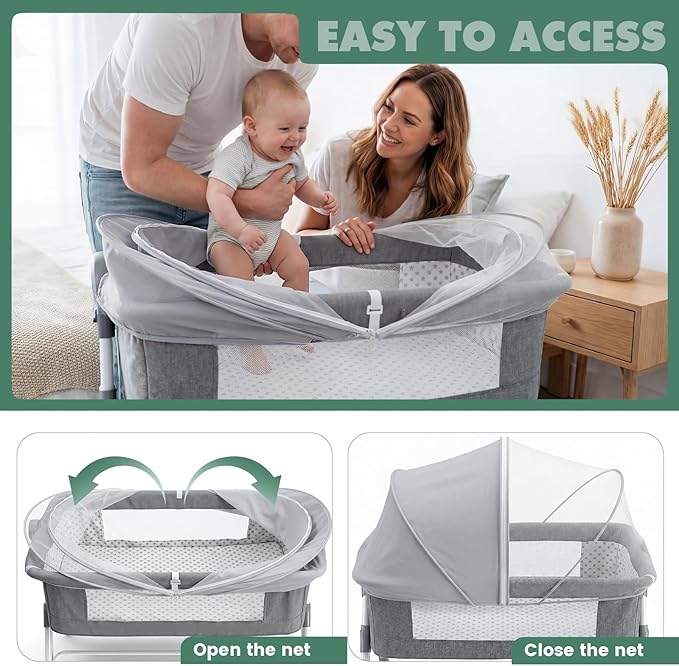 Orzbow Bassinet Cover for Cats - Breathable Mosquito Net Cover for Cradles/Travel Cribs/Mini Cribs, Baby Mosquito Net to Keep Pets Out, Baby Bassinet Accessories, Two-Way Self-Locking Zippers, White