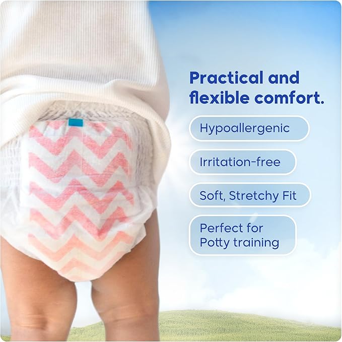 Kim & Kimmy Eco Diaper Pants, Size 5, 26-38 lbs, 42 Pants - 12 Hour Leak Protection, No Rashes, Hypoallergenic, Ultra-Soft & Highly Absorbent - Cruelty Free & Vegan - Zig Zag Swag