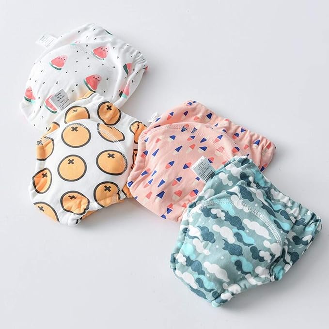 4 Pack Cotton Potty Training Pants for Boys Girls, Learning Designs Training Underwear Pants 12M-4T