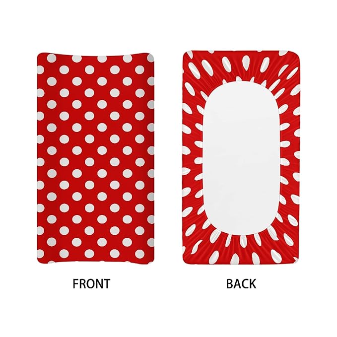 Red and White Dots Changing Pad Cover for Baby Girls Boys Cartoon Breathable Diaper Change Table Sheet Soft Stretchy Cute Change Table Mat Cover Fit 32x16
