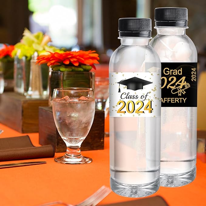 Personalized Water Bottle Labels for Graduation - Custom Name Stickers, Waterproof Printable Photo Labels, Graduation Gifts - 50 Pcs