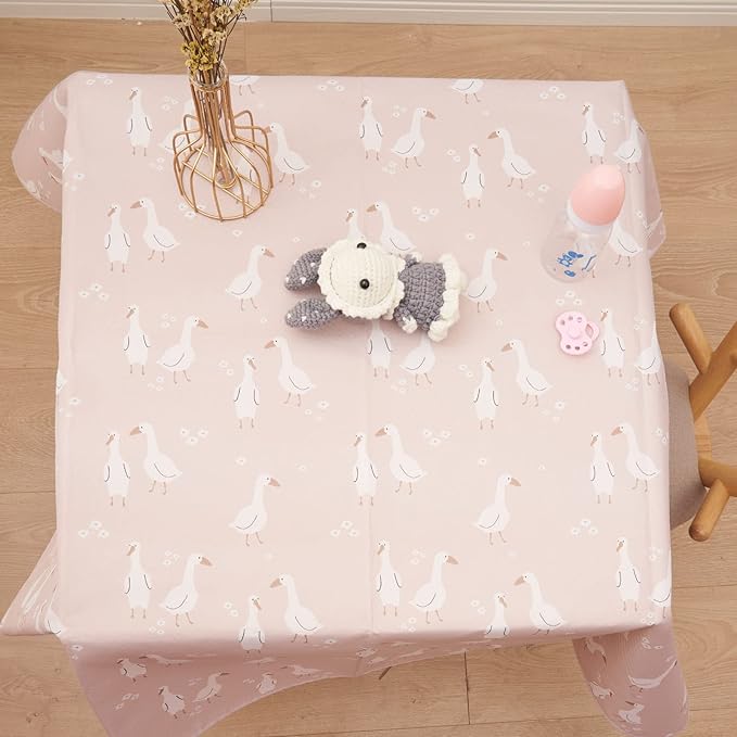 Splat Mat for Under High Chair/Arts/Crafts, Washable Baby Spill Mat Waterproof Non-Slip Floor Splash Mat, Portable Baby Play Mat and Table Cloth (Goose, 43"x 43")