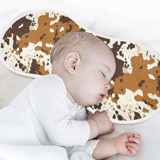 4Pcs Cow Print Burp Cloth,Unisex Large Absorbent Soft Cotton Muslin Burping Cloths for Newborn Boys Girls,11x22in,A110300