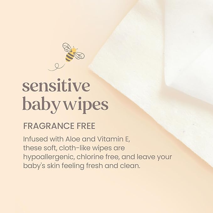 Burt’s Bees Baby Wipes, Unscented Natural for Sensitive Skin with Aloe and Vitamin E - 72 Baby Wipes – 10 Pack