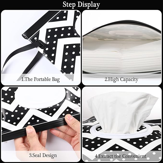 FEBSNOW 2 Pack Baby Wipe Dispenser,Portable Refillable Wipe Holder, Baby Wipes Container,Wipe Dispenser, Reusable Travel Wet Wipe Pouch