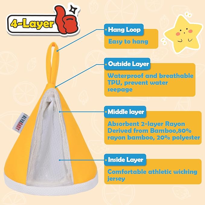 ALVABABY 4 Pcs Baby Boy Pee Covers, 3.5 * 4 In,Strong Water Absorption Pee Shield for Newborn Boy, 4-Layer Reusable Pee Cap, Diaper Changing Accessory for Baby Gift