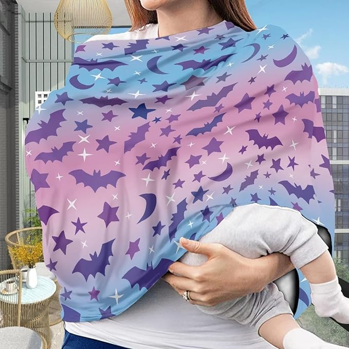 Belidome Gothic Baby Stuff Bat Breastfeeding Cover for Women Carseat Covers Baby Nursing Shawls Breathable Stretchy