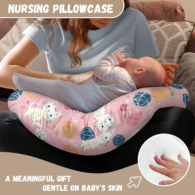 Cat Wool Ball Baby Fashion Nursing Pillow Cover Baby Breastfeeding Slipcover Newborn Safety and Comfy Cover for Daily Life, 1 Pack