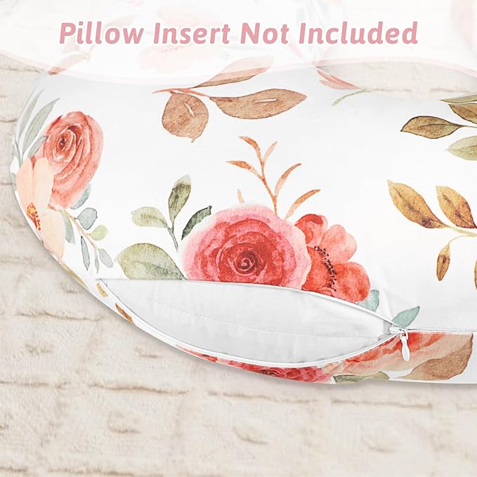 Nursing Pillow Cover, Breastfeeding Pillow Covers for Baby Girls Boys, Soft Stretchy Nursing Pillowcase for Infant Newborn, Removable Slipcover for Breast Feeding Pillows, Floral (Only Cover)