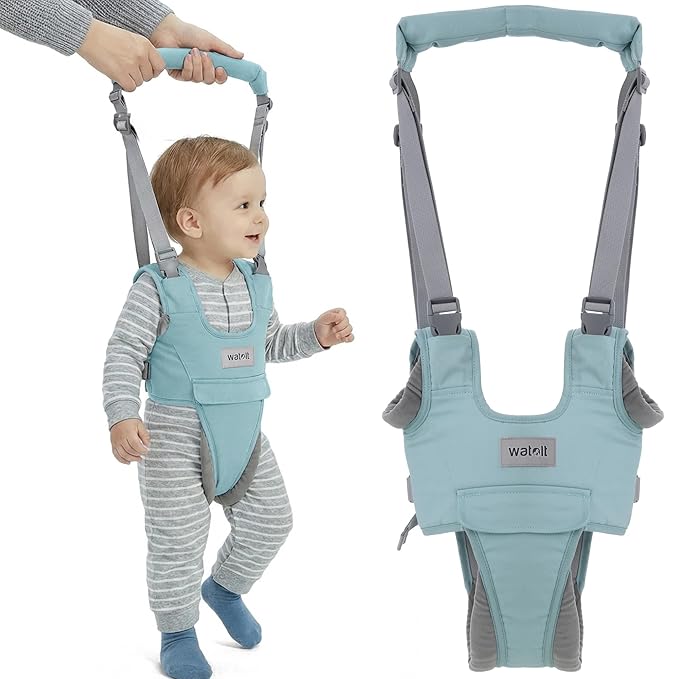 Watolt Baby Walking Helper Harness - Help Toddlers Learn to Walk Stand Up with Adjustable Handheld Walker - Learning Assistance Safety Belt Harness Support for Babies 6 to 24 Months (Green)