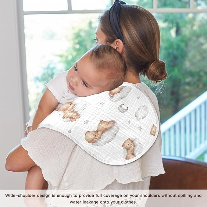 vvfelixl Burp Cloths Bears Clouds for Baby Boy Girls Neutral Burp Rags Absorbent & Soft 22 * 11IN