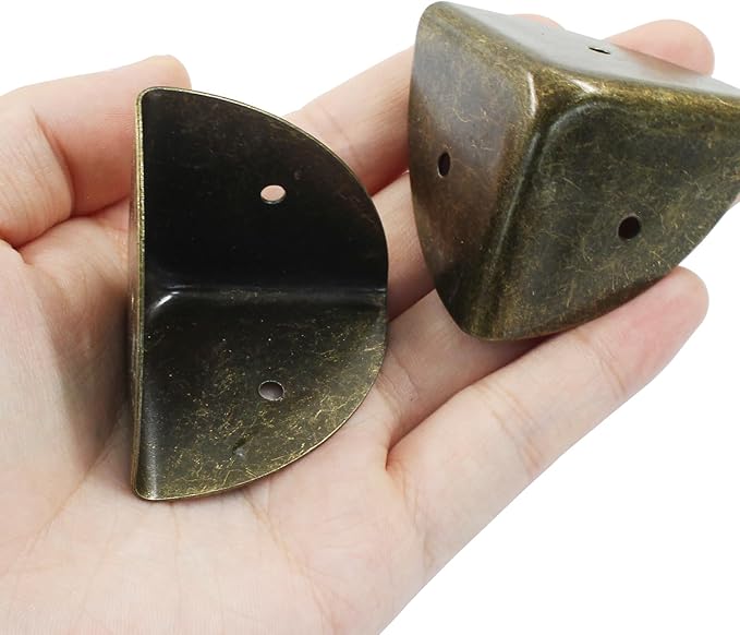 12 Pcs Metal Corner Protectors Antique Bronze Edge Guard Furniture Edge Corner Cover Angle Corner Brackets with Mounting Screws for Box Table Cabinet(1.6"x1.6"x1.6")