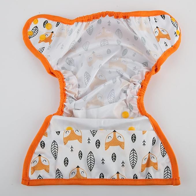 Baby Cloth Diaper Cover Nappy One Size 8lbs to 36lbs (Orange Foxes)