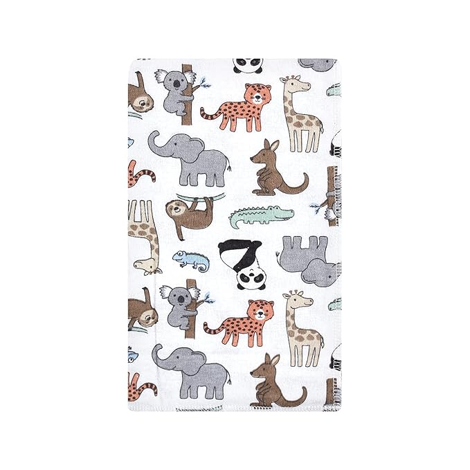 Hudson Baby Unisex Baby Cotton Flannel Burp Cloths, Zoo Animals, One Size
