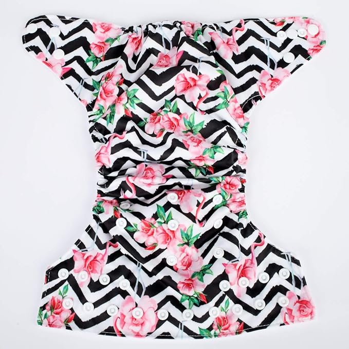 Baby Pocket Diaper Nappy Reusable Washable 8lbs to 36lbs (Chevron Flamingo)