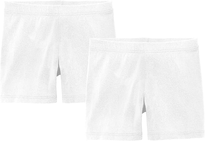 City Threads 2-Pack Baby Shorts for Boy or Girl Simple Soft Diaper Covers Shorts Soft Cotton Play Summer Spring SPD Sensory Friendly Sensitive, White/White, 12/18M