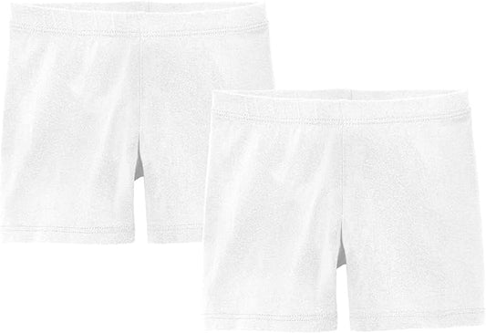 City Threads 2-Pack Baby Shorts for Boy or Girl Simple Soft Diaper Covers Shorts Soft Cotton Play Summer Spring SPD Sensory Friendly Sensitive, White/White, 6/9M