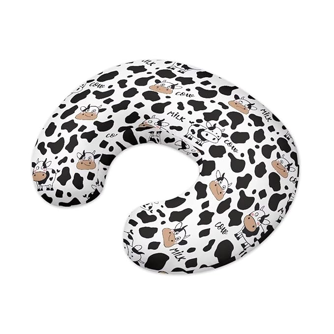 Cartoon Cow Print Nursing Pillow Cover for Breastfeeding Pillow, Soft and Cozy Nursing Pillow Slipcovers, Sung Fits Nursery Pillow