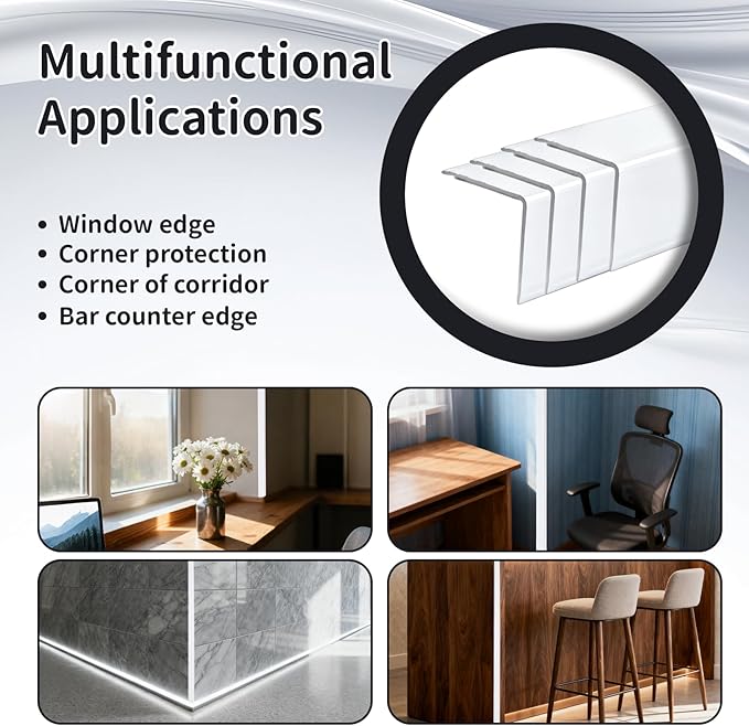 4 Pcs Metal Corner Protectors - 45" x 1" x 1" Aluminum Self Adhesive Wall Furniture Corner Guards Protection, Wall Edge Protector Strip Cabinet Baseboard Decoration - Silver