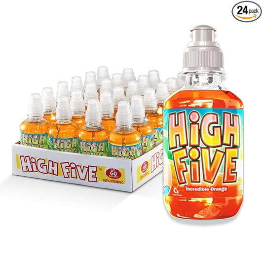 High Five Orange Juice Drink – 10.1 oz Bottles, Naturally Sweetened with Vitamin C, Low-Calorie Fruit Juice Beverages with Spill Proof Sports Cap (Pack of 24)
