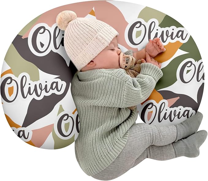 Customizable Flowers Baby Nursing Pillow Cover - Add Your Baby's Name, Ultra-Soft Stretch Fabric, Fits Standard Nursing Pillows, Ideal for Baby Showers Style 23