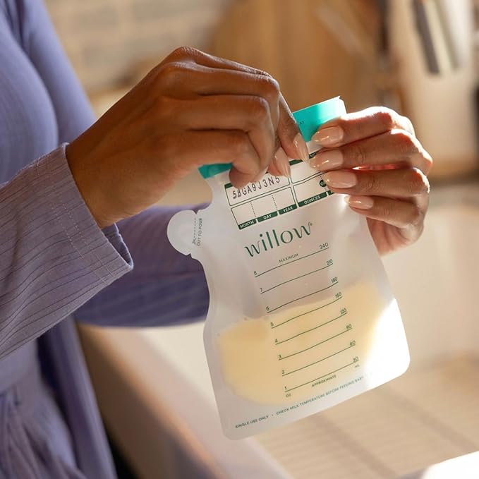Willow - 8oz Breast Milk Storage Bags - SmartStash Tracking - 100ct - Double Zip Seal for Durability - Freezer & Fridge Breastmilk Storage - Easy Pour Spout - BPA Free - Breastfeeding Essentials