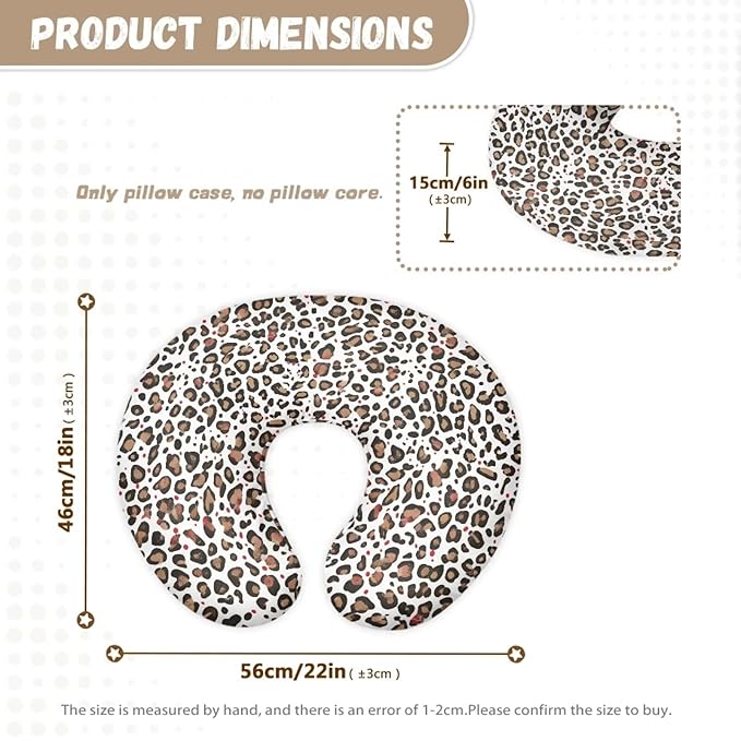 White Brown Leopard Breastfeeding Pillow Slipcover for Baby Breastfeeding Nursing Pillow Slipcovers Super Soft Lightweight and Easy to Clean