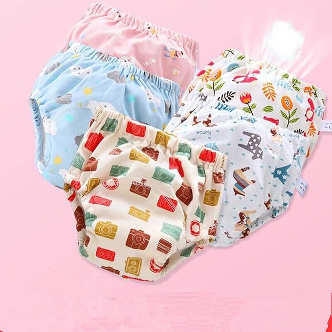 4 Pack Baby Toddler Potty Training Pants Layered Cotton Training Underwear for Toddlers Girls Boys (4T, G)