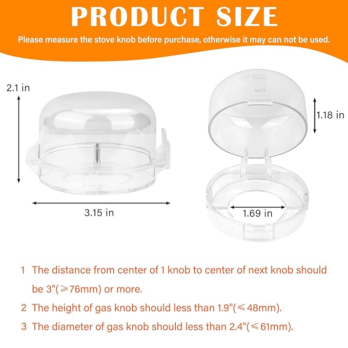 6-Pack Stove Knob Safety Covers,Upgraded Press Gas Stove Knob Locks,Durable Design Childproof Oven Knob Locks for Babies and Pets, Sticky and Easy to Install,Transparent