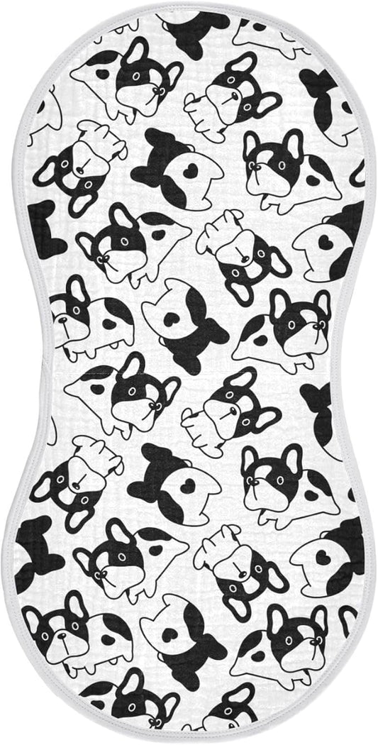 vvfelixl Baby Burp Cloths Dog French Bulldog Puppy Doodle Baby Newborn Cotton Burping Cloths Set Baby Washcloths 4 Pack