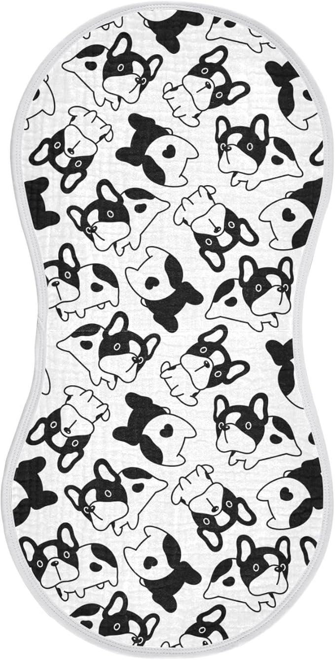 vvfelixl Dog French Bulldog Puppy Doodle Burp Cloths for Baby Boy Girls Baby Washcloths Burp Rags 1 Pack