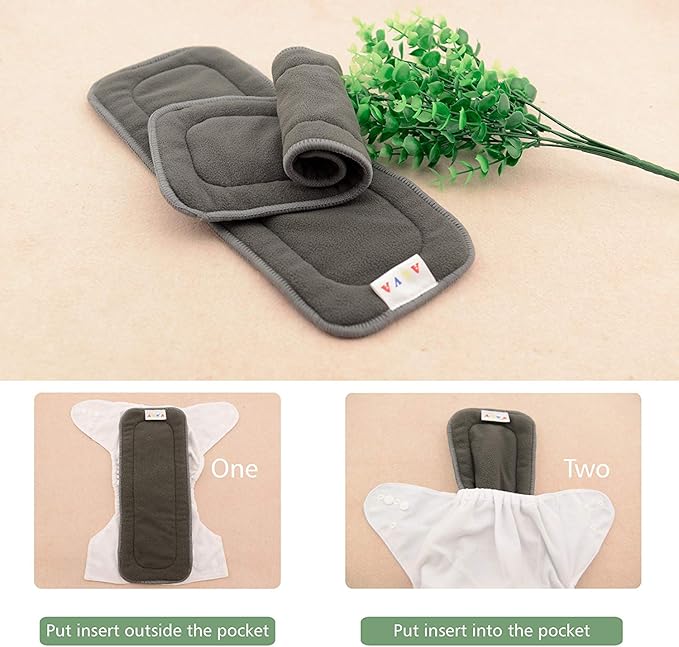 AlVABABY 12pcs Cloth Diaper Inserts,5-Layer Inserts,Reusable Liners for Baby Cloth Diapers12ZTN