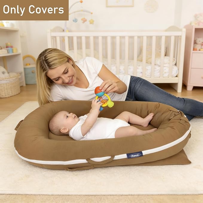 Organic Replacement Cover with Waterproof Pad | Premium Quality Spare Cover Certified Organic Cotton | [Fits Dockatot Deluxe + Docks] (Cover Only) (Sepia, Waterproof Organic Cotton)
