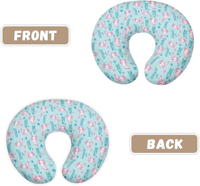 Blue Axolotl Feeding Pillow Cover Daisy Breastfeeding Pillow Slipcover for Newborn Girls Boys Soft Nursing Pillow Case Skin-Friendly U-Shaped Hidden Zipper Design