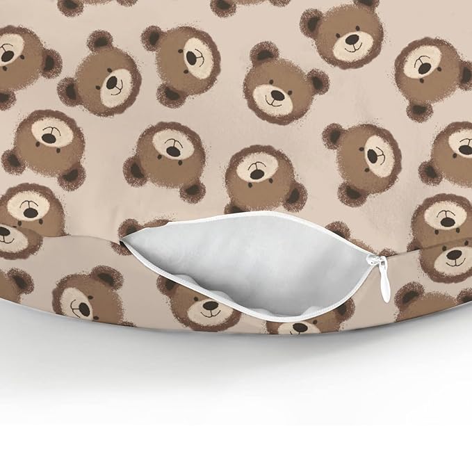 Neutral Boho Bears Baby Nursing Pillow Covers for Boy Girl Cute Brown Bear Nursing Pillow Slipcovers for Breastfeeding Pillows Watercolor Bears Soft Stretchy Slipcover for Newborn Infant