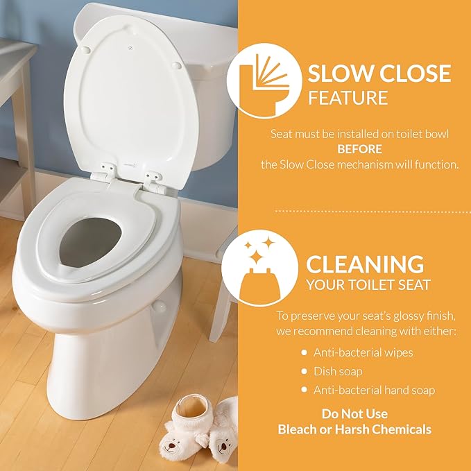 Mayfair NextStep2 Toilet Seat with Built-In Toddler Potty Training Seat, Slow Close, Easy Clean, Magnetic Removable Kids Seat, ROUND, Biscuit