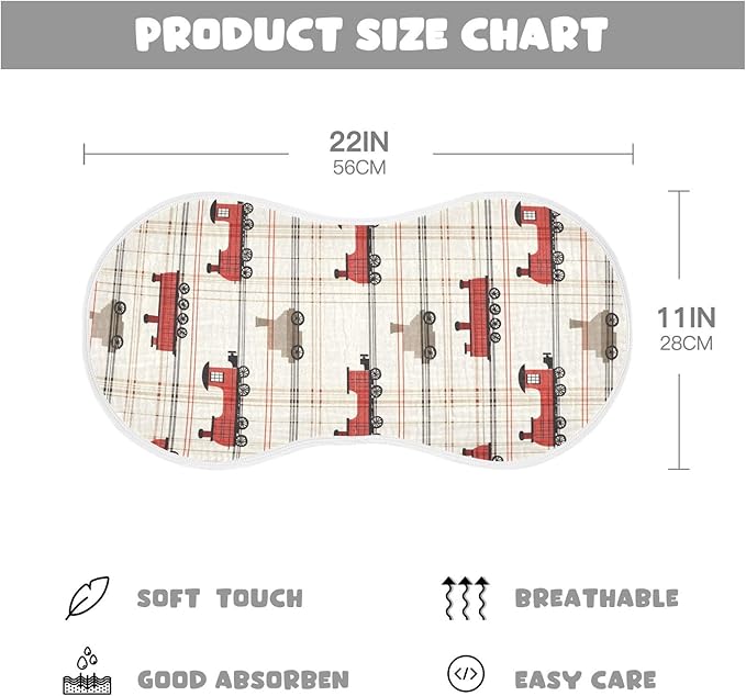 vvfelixl Baby Burp Cloths Intage Steam Train Baby Newborn Cotton Burping Cloths Set Babys Washcloths 4 Pack