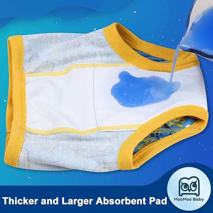 MooMoo Baby Potty Training Pants 6 Packs Absorbent Training Underwear for Boys and Girls Cotton Pee Pants 2T-9T