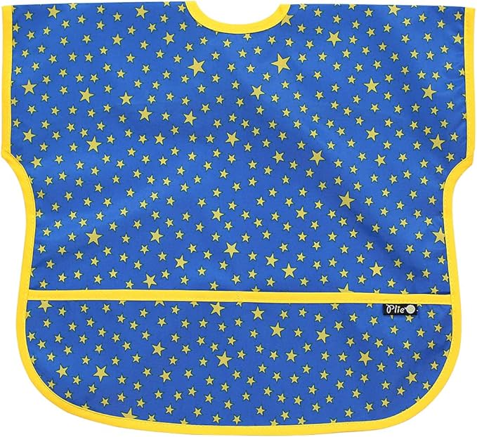Plie Short Sleeve Waterproof Bib for Toddlers – Easy Clean Feeding Apron for Mealtime, Daycare, Self-Feeding, Lightweight