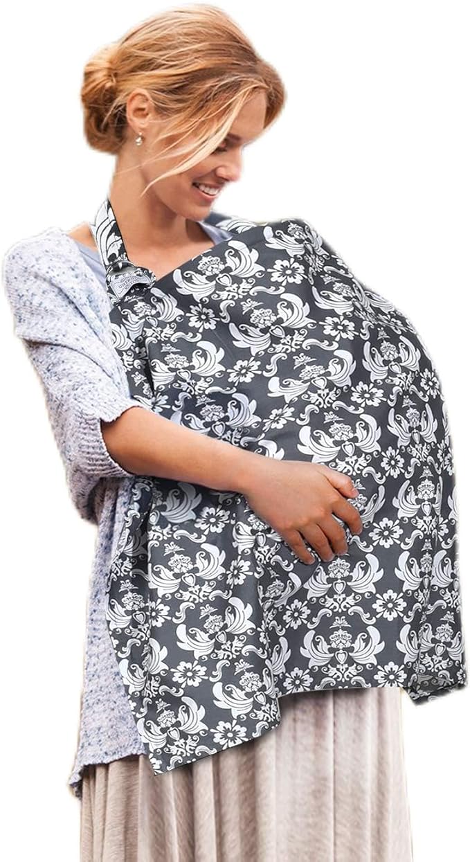 Baby Nursing Cover for Mom Breastfeeding, Breathable Cotton Privacy Breastfeeding Covers with Ajustable Hoop for Mom