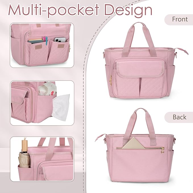 LUXJA Breast Pump Bag Compatible with Spectra S1 and S2 (with a Waterproof Mat), Pumping Bag for Breast Pump and Extra Parts, Pink