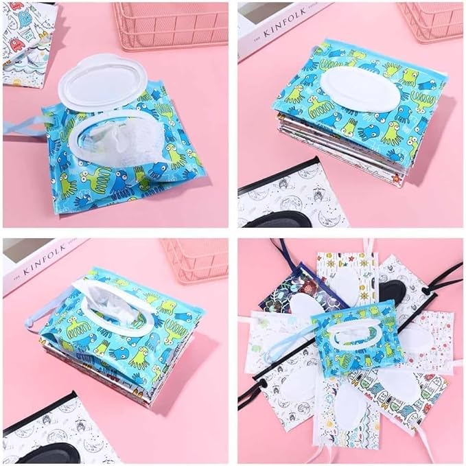 Blue Wet Wipe Dispenser,Portable Refillable Wipe Holder,Reusable Lightweight Wipes Container Case Travel Wet Wipe Pouch Products Diapering Wipes and Holders Wipes and Holders