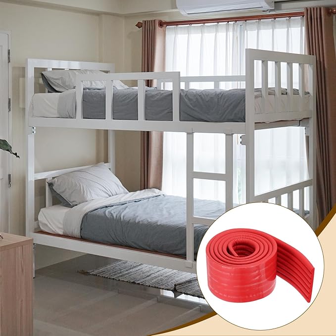 uxcell Bunk Bed Ladder Pad, 6.5ft NBR Self-Adhesive Corner Edge Protector Soft Furniture Corner Guard for Ladder Table Desk Edge, Red