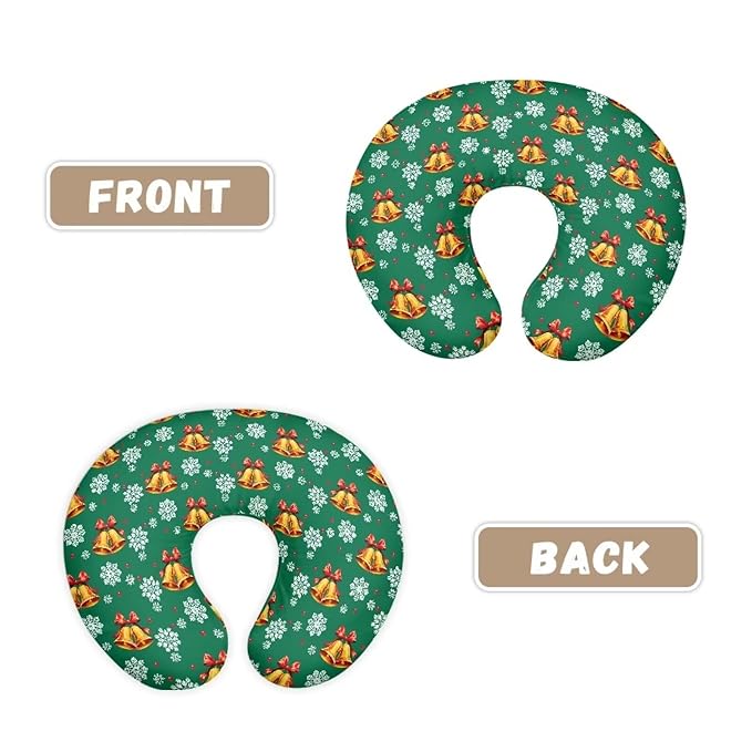 Nursing Pillow Cover Slipcover Xmas Bell and Snowflake Maternity Breastfeeding Newborn Infant Feeding Cushion Cover Breathable Breastfeeding Cover for Nursing Pillow