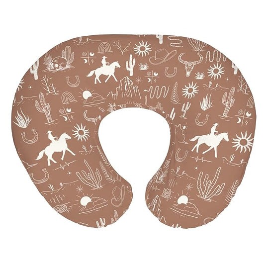 Western Cowboy Baby Nursing Pillow Covers for Boy Girl Wild West Cactus Mountain Snake Cattle Skull Sun Nursing Pillow Slipcovers for Breastfeeding Pillows Desert Adventure Soft Stretchy Cover